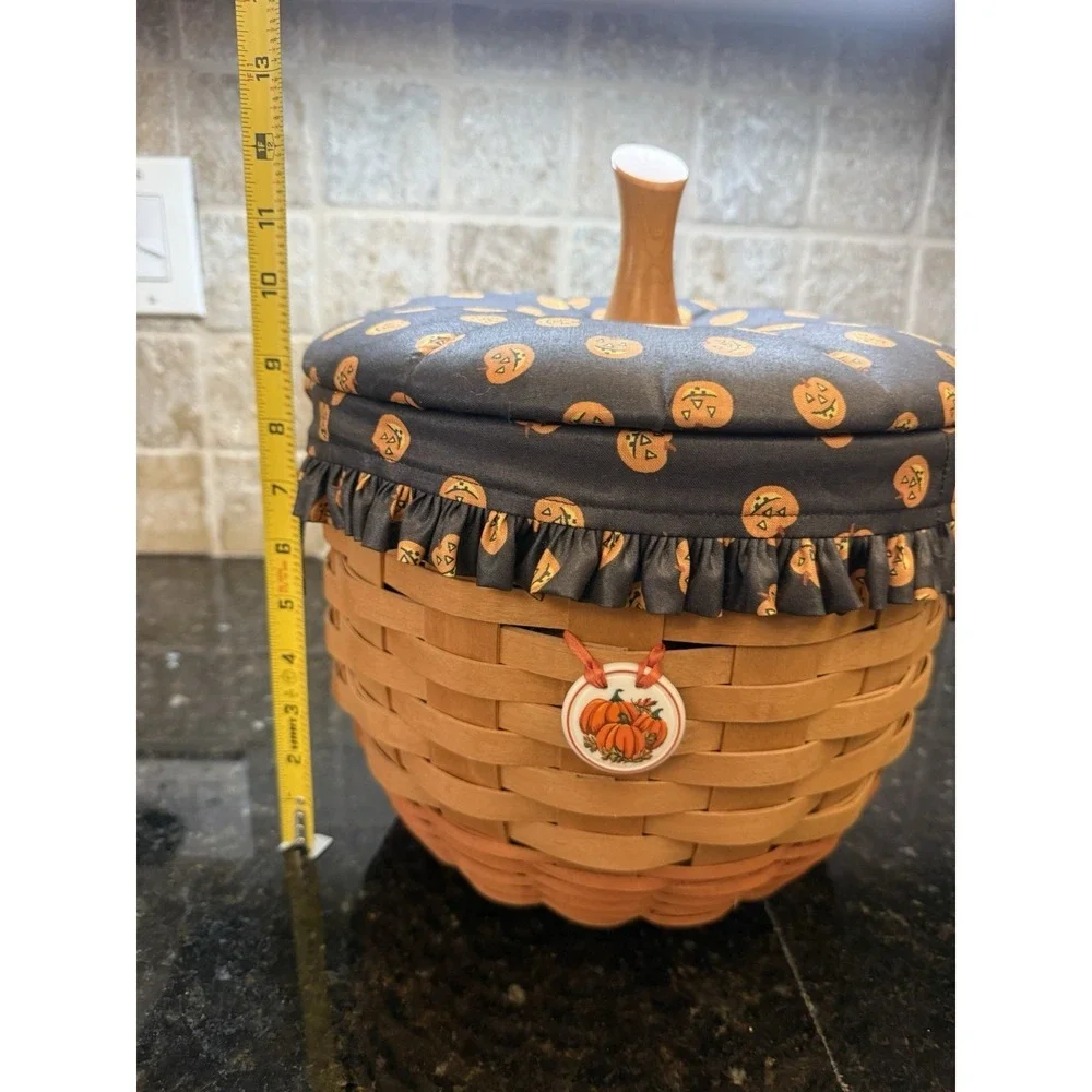 Longaberger Pumpkin Fall Stem Lid Basket Jack O' Lantern Liner Protector‎ Combo